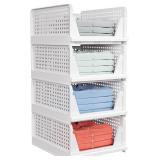 4pk caktraie Stackable Closet Bins 16.6x13.1x7.3in
