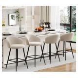 4pk Ivory Upholstered Counter Stools 24in