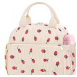 KUBYA Lunch Box, Strawberry Corduroy Bag