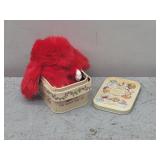 Plush Bunny Keychain w/Storage Tin 4x3x2.5in