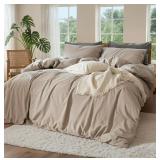 4pc QN Linen Blend Sheets Set, Natural Flax