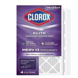 4pk Clorox Air Filter MERV 13 14x25x1in