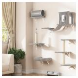 NUNU LAB 7-in-1 Cat Wall Shelves, Gray