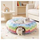 Happy & Polly 2-in-1 Cat Tunnel Bed, Rainbow