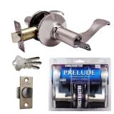 Satin Nickel Prelude Door Handle Lock Set