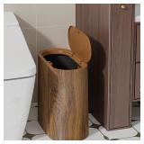 2gal Brown Wood Grain Trash Can with Lid