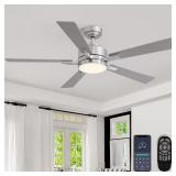 52 in. Chrome LED Ceiling Fan with Remote