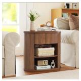 23.62in Line Engraving Oval Nightstand