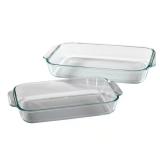 2pc Basics Oblong Glass Baker 2&3QT