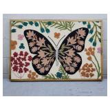 Hand Hooked Butterfly Art, 35x23in
