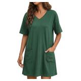 XXL Marvmys Short Cotton Nightshirt   Women Green