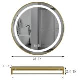 24in Gold Frame LED Bathroom Mirror
