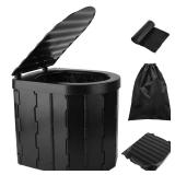 Foldable Portable Toilet w/Lid & Garbage Bags