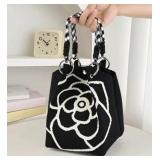 Camellia Flower Bucket Handbag 6x6x8.5in
