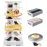 8-Tier Rotating Shoe Rack wWheels 60x24in