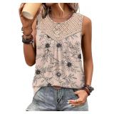 L Womens Tank Tops Sleeveless Lace Top