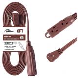 6 Ft Brown Flat Plug, 3 Outlets