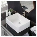 ELLAI Rectangular Vessel Sink, Ceramic White