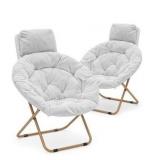 2ct Monibloom Folding Faux Fur Chair 40x20in
