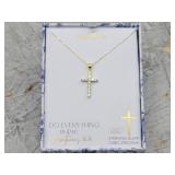 Sterling Silver Cross Necklace with Cubic Zirconia