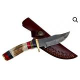 6in Damascus Knife and Sheath