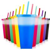 12pk Color Changing Cups w/ Lids & Straws 24oz