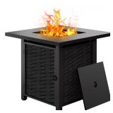 28in Iron Propane Fire Pit Table w/ Cover