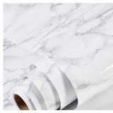 35' Marble Contact Paper 17.5' White Peel & Stick