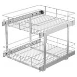 21in W Cabinet Organizer, Chrome, 2 Tier