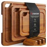 3pc Astercook Bamboo Cutting Board with Stand