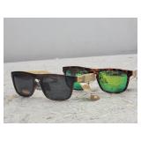 2pc Unisex Wayfarer Bamboo Temple Sunglasses Pugs