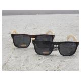 2pc Unisex Wayfarer Bamboo Temple Sunglasses Pugs