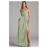 A12 Dusty Sage A-Line One-Shoulder Dress