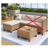 Wicker Patio Sectional with Cushions & Table