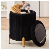 Velvet Foot Stool w/Storage 14x14x18in