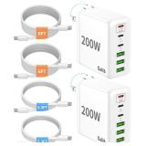 2 Pack USB C Charger 200W GaN 6-Port PD