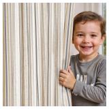 2pc jinchan Linen Curtains Blue Stripe, 84in