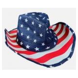 PUGS American Flag Straw Cowboy Hat (One Size)
