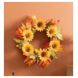 15in Harvest Blossom Wreath: Autumn Sunflower