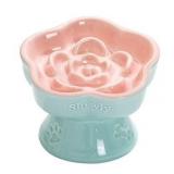 AYktou Raised Ceramic Cat Bowls Rose Texture
