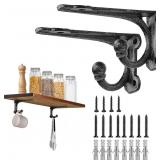 2pc Cast Iron Shelf Brackets 4in Black