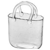 Glass Purse Vase Centerpiece 10.43x7.7x3.7in