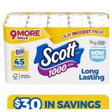 45 Rolls Scott 1-Ply Tissue Paper 4.1x3.7in