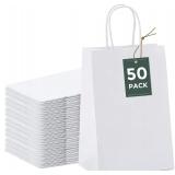 50pc White Kraft Paper Bags 5.25x3.75x8in