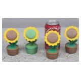 4pk 3D Printed Sunflower Figures 4.5in
