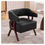 TYBOATLE Faux Leather Accent Chair, Black