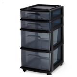 4-Tier Drawer Tower with Wheels, Black