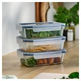 3pk Glass Microwavable Food Containers w/ Lid