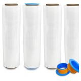 4 Rolls Plastic Stretch Film 1500ftX18in Each