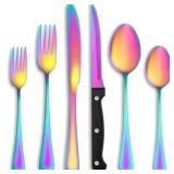 24pc Rainbow Silverware Stainless Steel